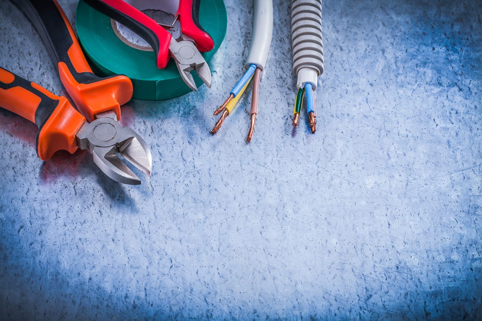 Professional electrical tools prepared for residential electrical service